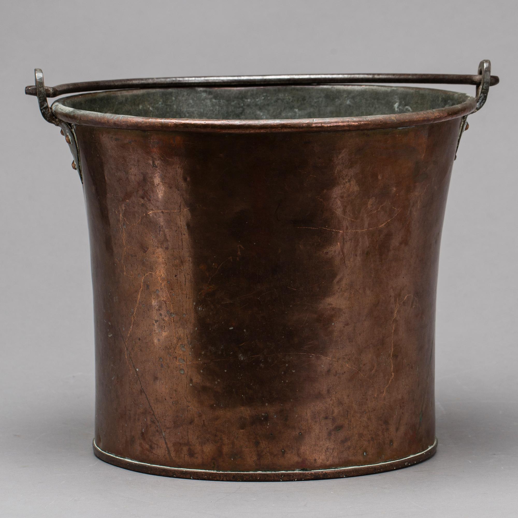 BUCKET, copper, around 1900.