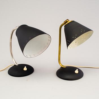 BORDSLAMPOR/VÄGGLAMPOR, ett par, Eric Wärnå, EWÅ, Värnamo, 1950-/60-tal.