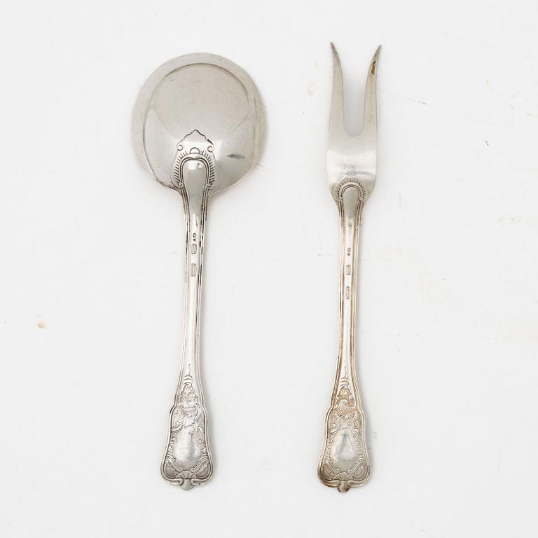 Ole Hagen, serving utensils, a pair, sterling silver, "Rosenborg", A Michelsen, Copenhagen circa 1960.