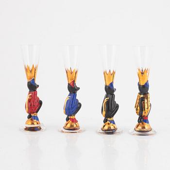 Gunnar Cyrén, snapsglas, fyra stycken, s.k. djävulsglas, 'Nobel', Orrefors.