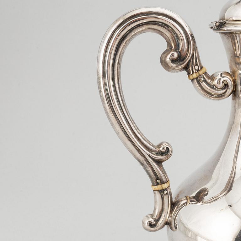 Kaffekanna, silver, Stockholm, 1800-talets andra hälft.