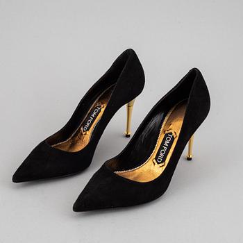 TOM FORD, a pair of black suede hight heel shoes, size 38½,