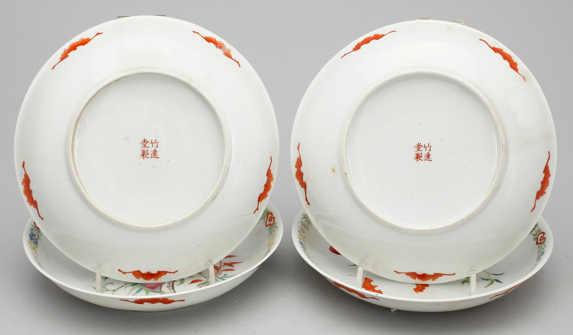 TALLRIKAR, 4 st, porslin, Kina, 1800-tal.