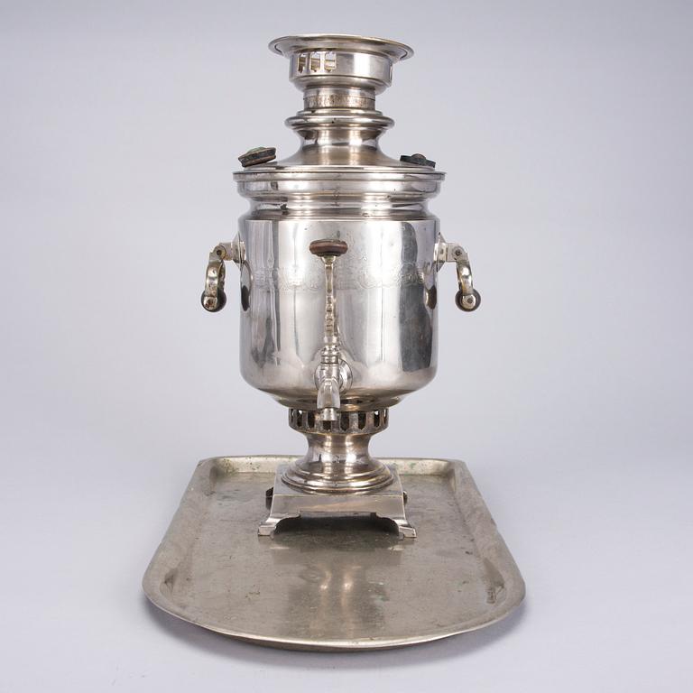 SAMOVAR, förnicklad mässing, Tula, Ryssland 1800-talets slut.