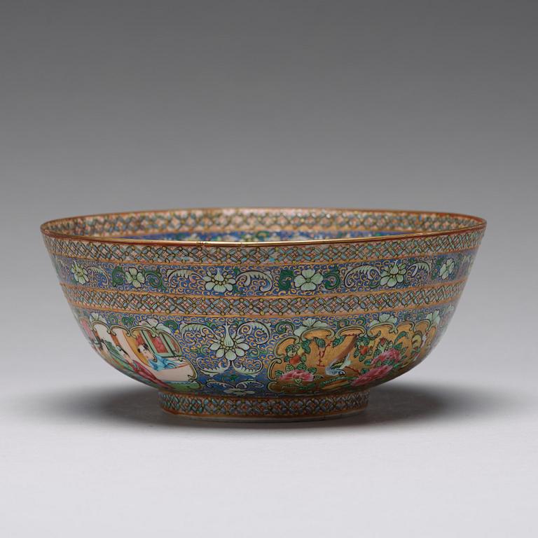 A blue glazed Canton bowl for the persian market, Qing dynasty, 19th Century.