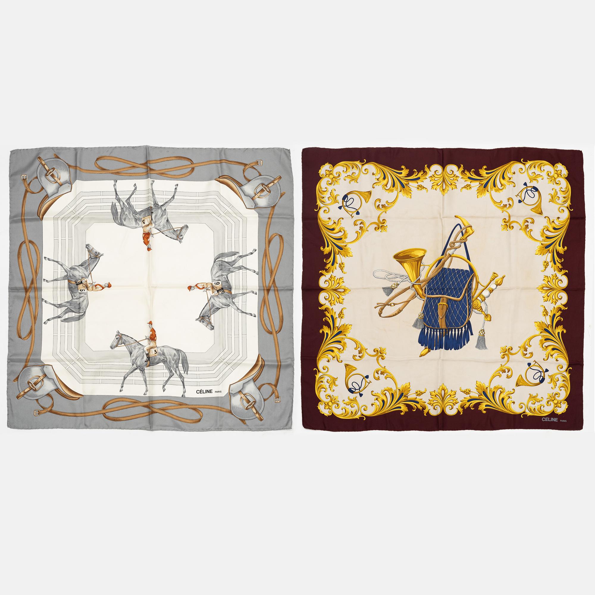 Céline, two silk scarves.