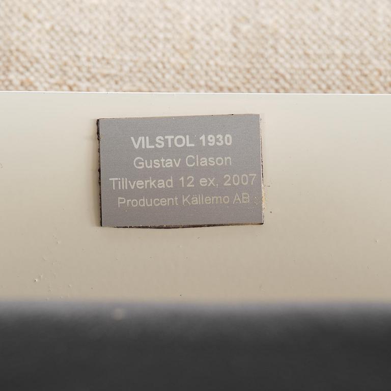 Gustaf Clason, a "Vilstol 1930" easy chair, ed. 12, Källemo, Värnamo, 2007.