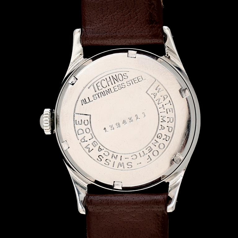 ARMBANDSUR, stål, Technos, 1900-talets mitt.