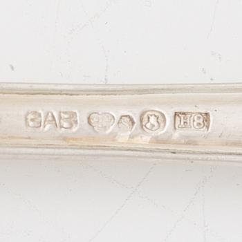 Guldsmedsaktiebolaget (GAB), Bestickdelar, 16 st, silver, modell Vasa, Stockholm 1939.