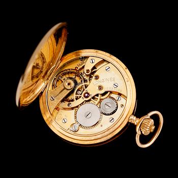 FICKUR, 18 k guld, savonett, Longines. Total vikt med urverk ca 40 gram.