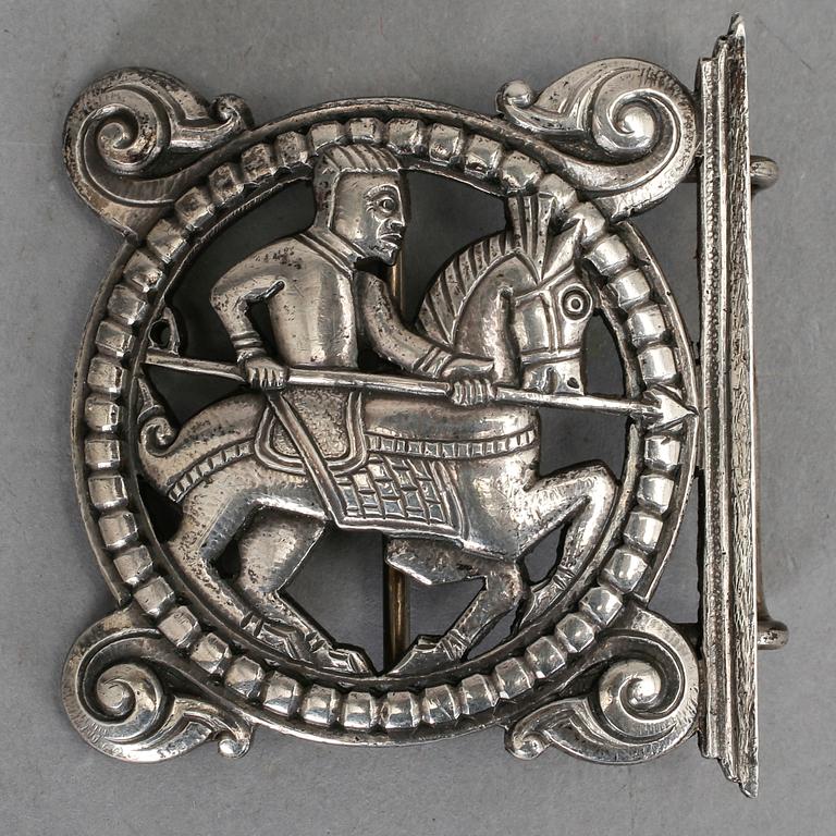 BÄLTSPÄNNE, silver, J Smedje, Trondheim, 1910. Vikt ca 76 gram.