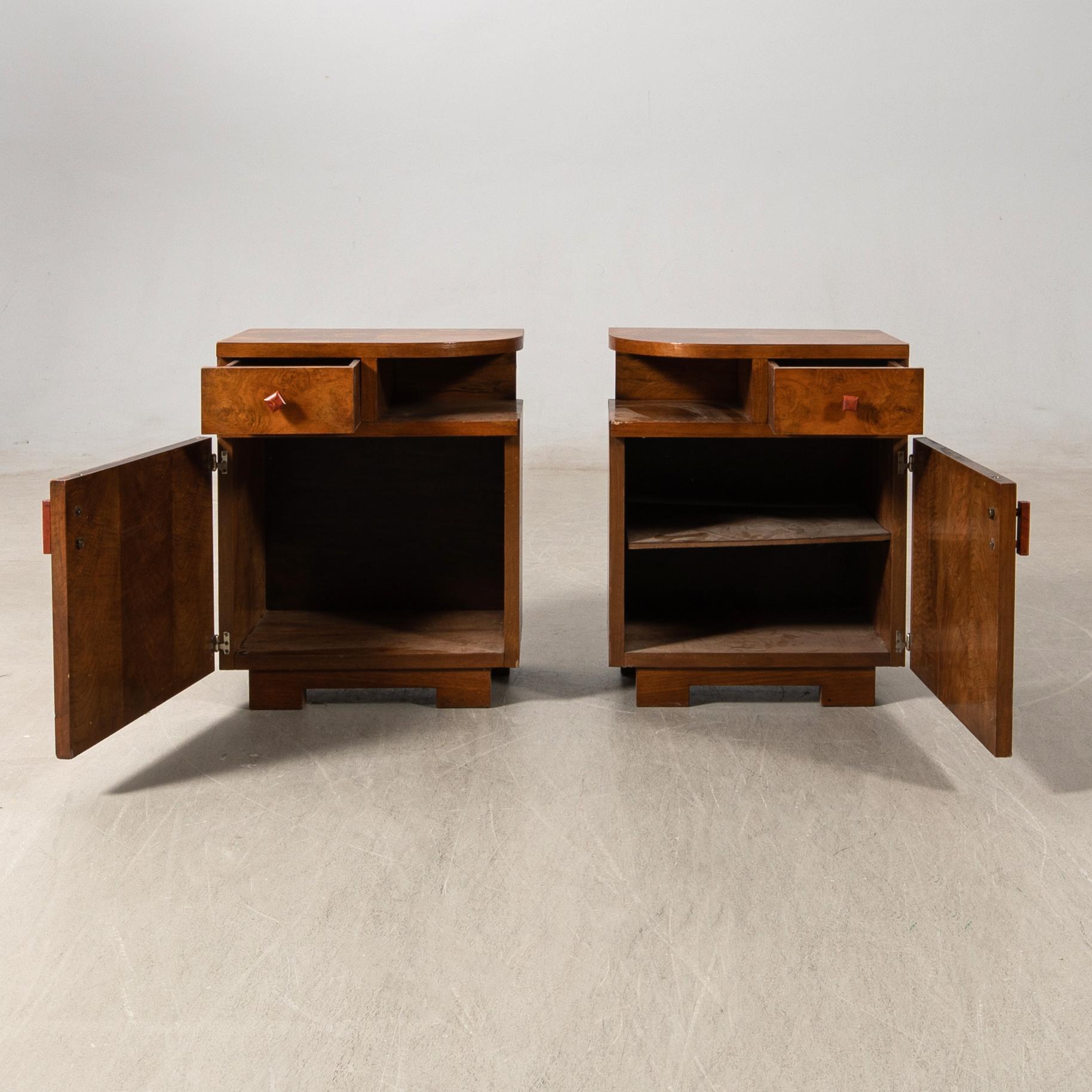 Bedside tables, a pair, Art Deco, first half of the 20th century.