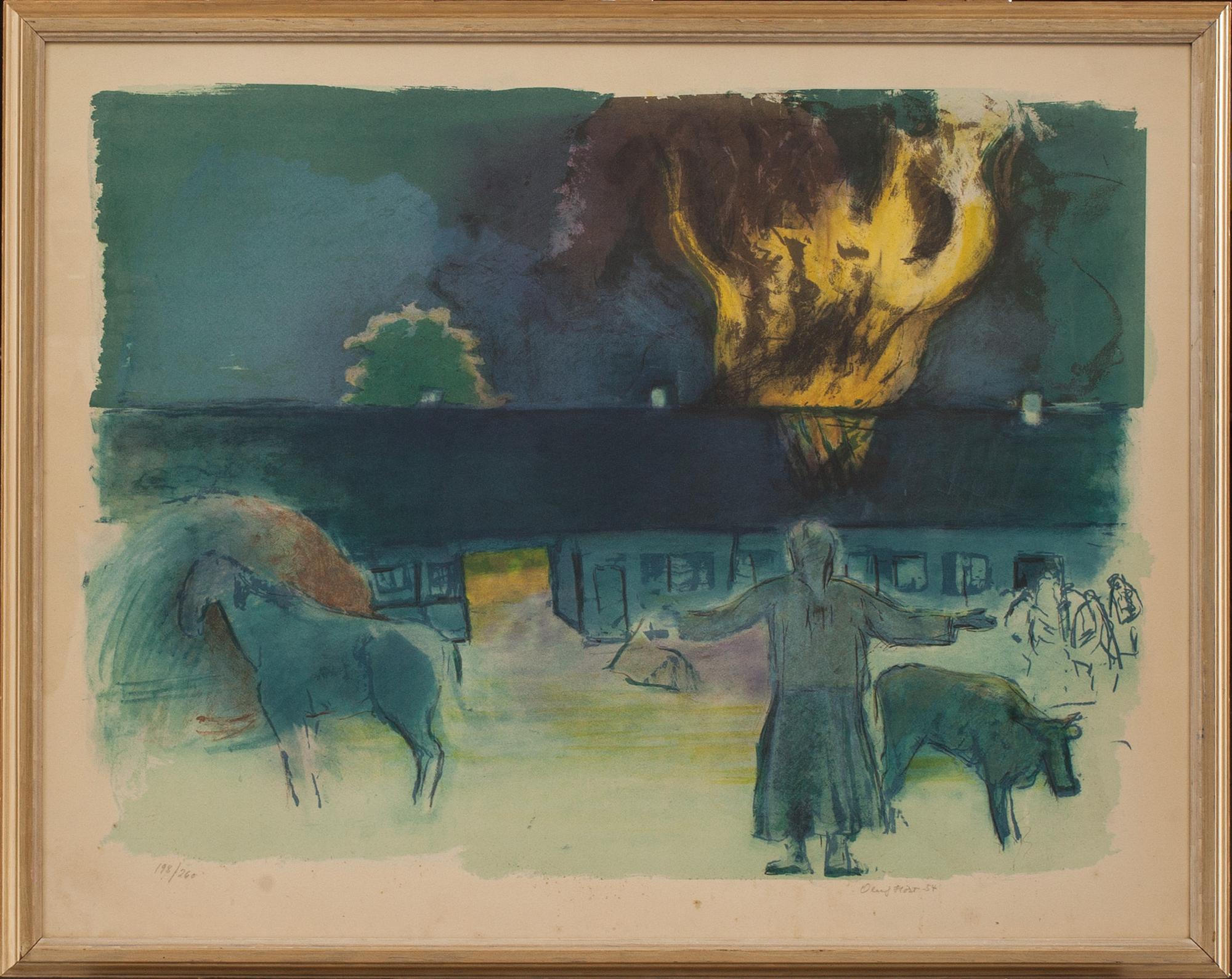 OLUF HOST, färglitografi, signerad numrerad och daterad -54, 198/260.