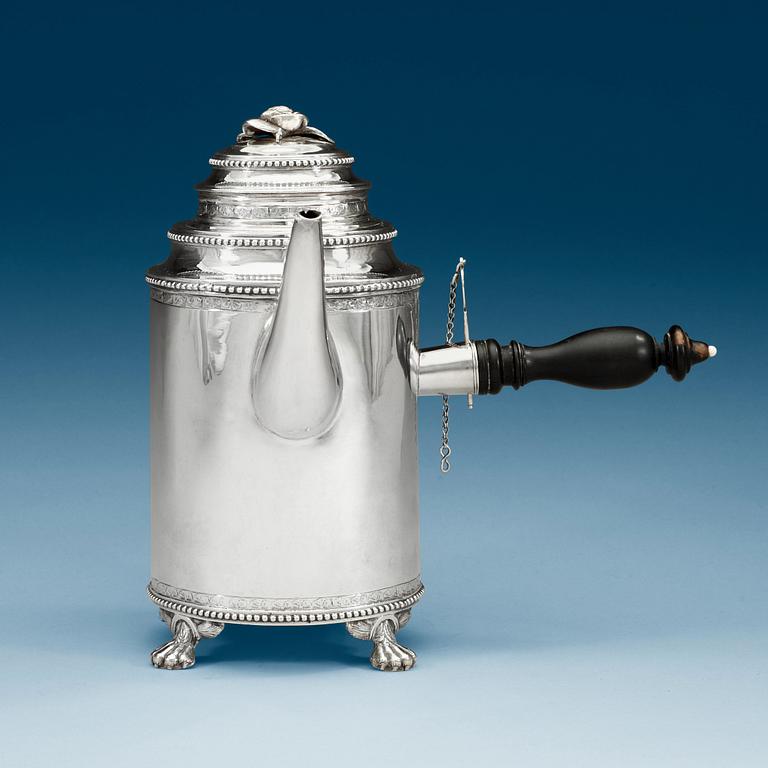A Swedish 18th century silver coffee-pot, makers mark of Petter Eneroth, Stockholm 1791.
