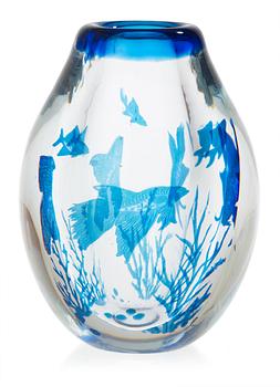 An Edward Hald 'Graal' glass vase, Orrefors 1944.