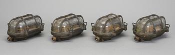 SKEPPSLAMPOR, 4 st, patinerad mässing, 1900-tal.