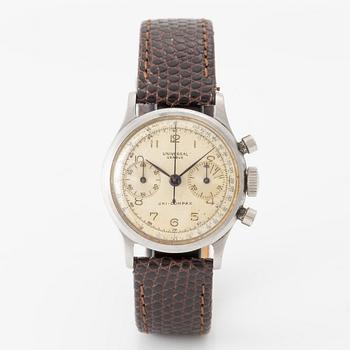 Universal Genève, Uni-Compax, chronograph, wristwatch, 33 mm.