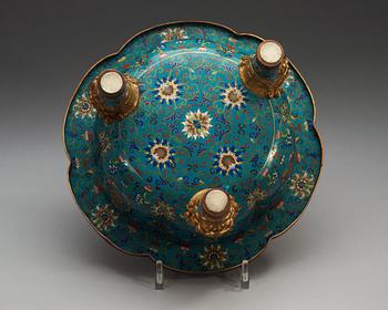 A Cloisonné tripod censer, Qing dynasty (1644-1912).