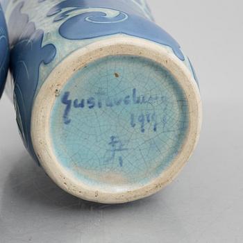 Josef Ekberg, two vases, 'Sgrafitto', Gustavsberg 1919 and 1923.