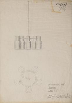 Hans Bergström, ceiling lamp, model "C-1141", Atelier Lyktan, Åhus 1950s-60s.