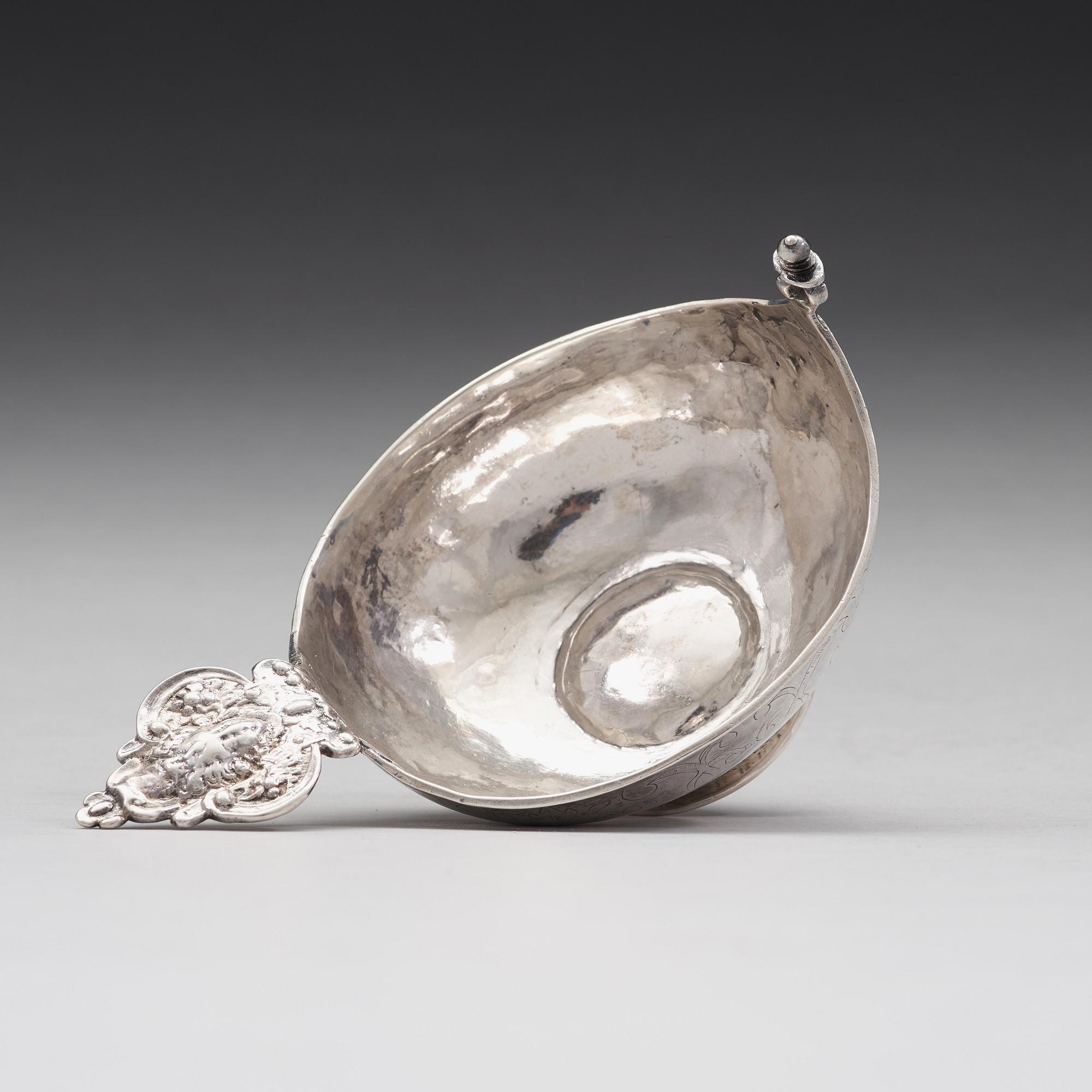 A 17 th century silver brandy-cup, unmaked.