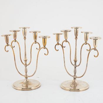 Kandelabrar, ett par, nysilver, CG Hallberg, Stockholm.