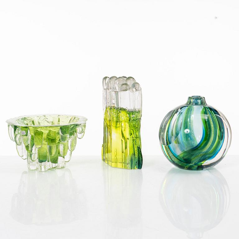 Göran Wärff, konstglas, tre delar, Kosa Boda, 1970-tal.