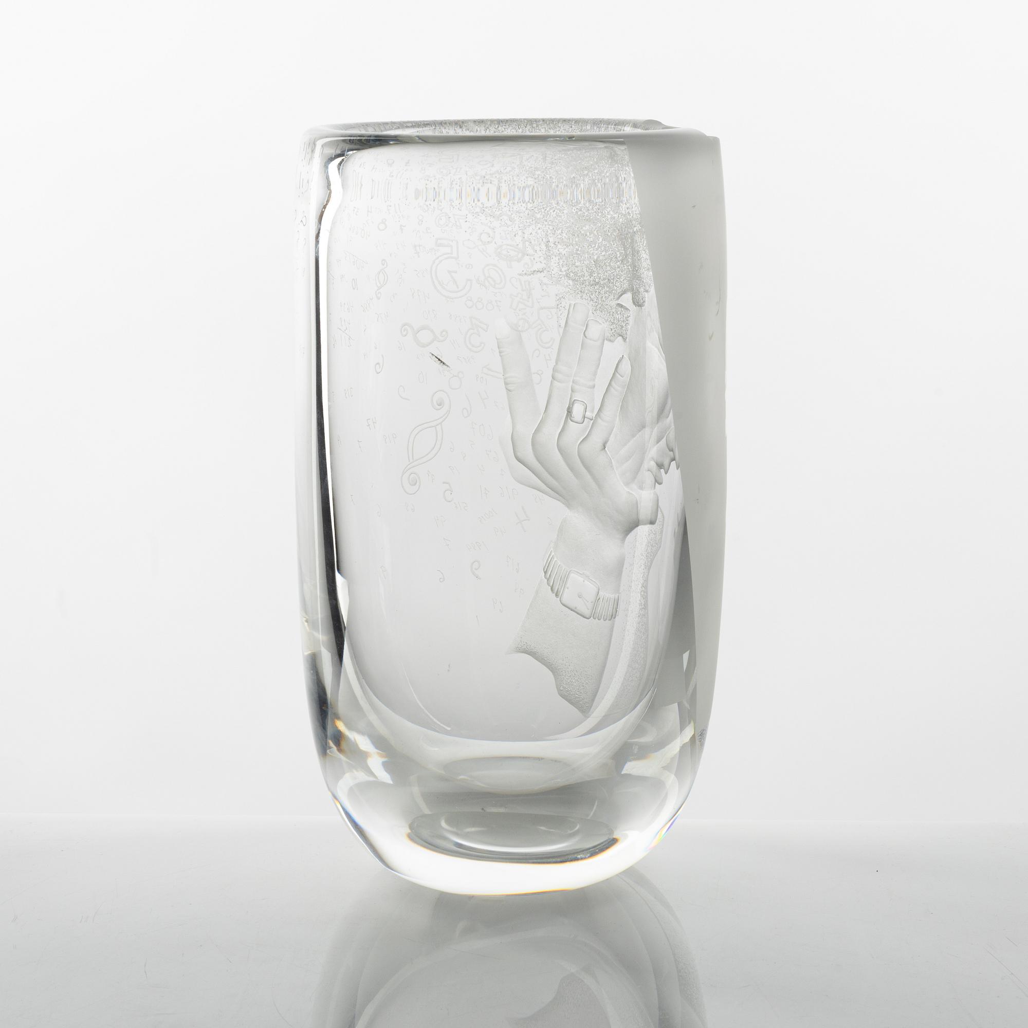 Mats Jonasson, vas, "På heder och samvete", Målerås Glasbruk, 4/10, 1989.