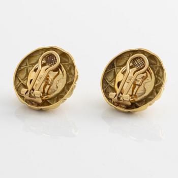 Clips, a pair, gold and mabe pearl.