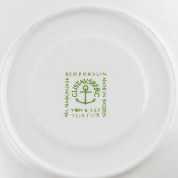 Stig Lindberg, kaffekoppar med fat, benporslin, 6 st "Turtur", Gustavsberg, 1990-tal.