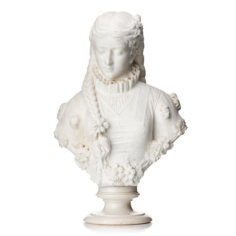 Italian school 19th Century. Renaissance lady with braids.