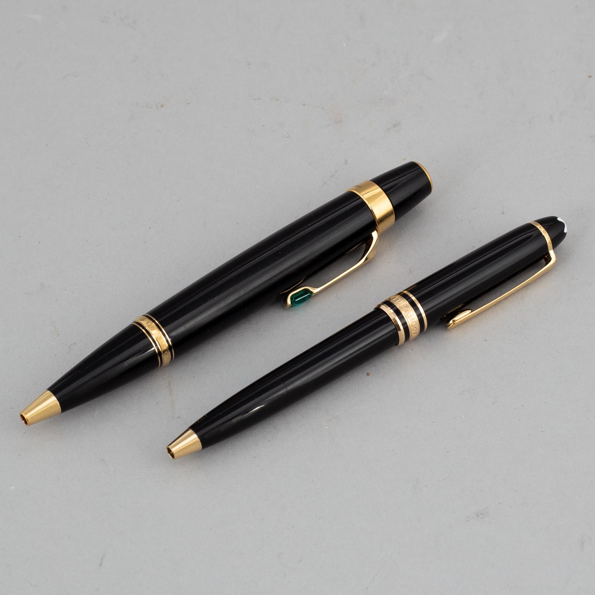 Two montblanc ballpoint pens, Bohème" and "Meisterstück".