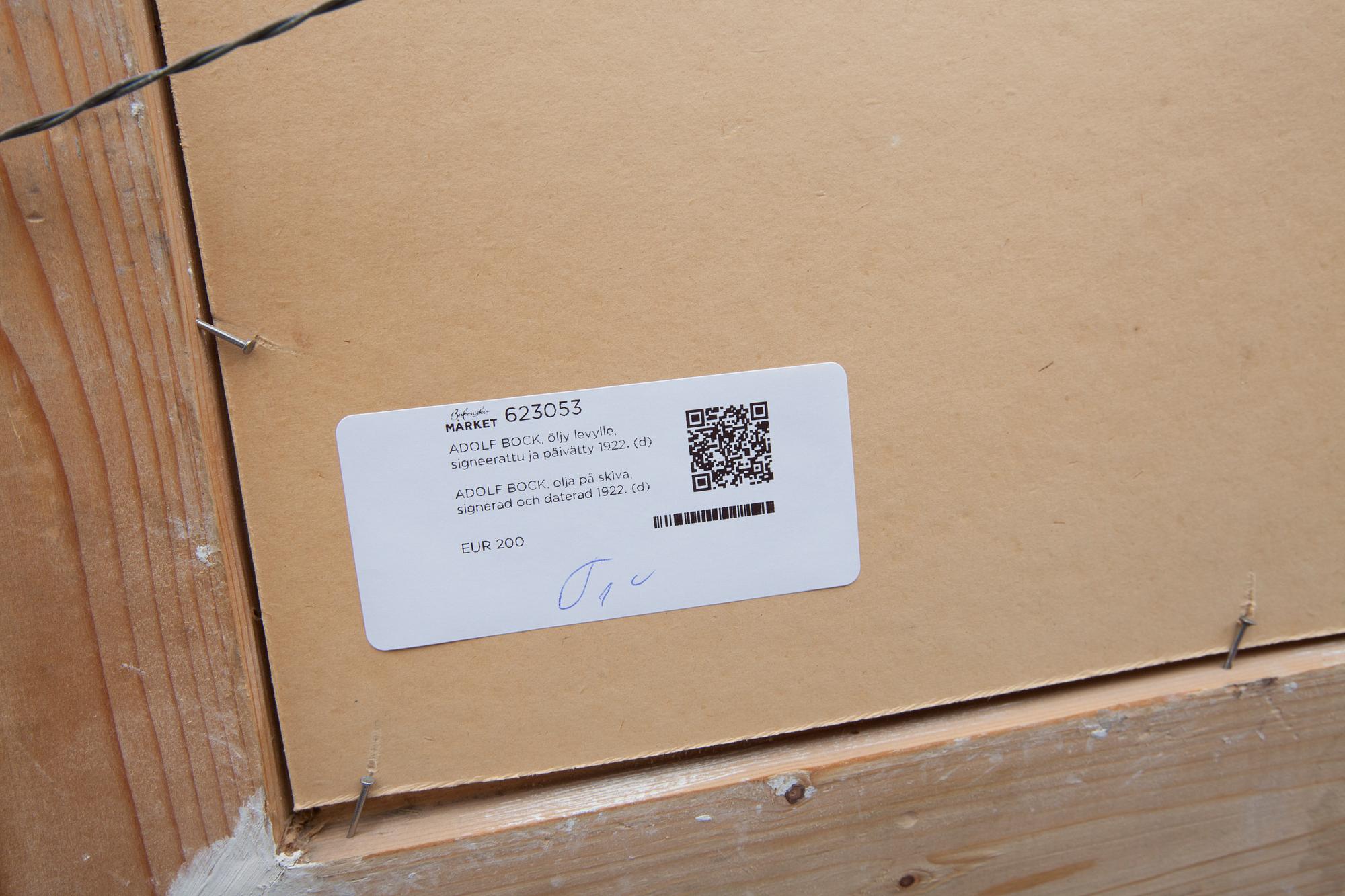 ADOLF BOCK, olja på skiva, signerad och daterad 1922.