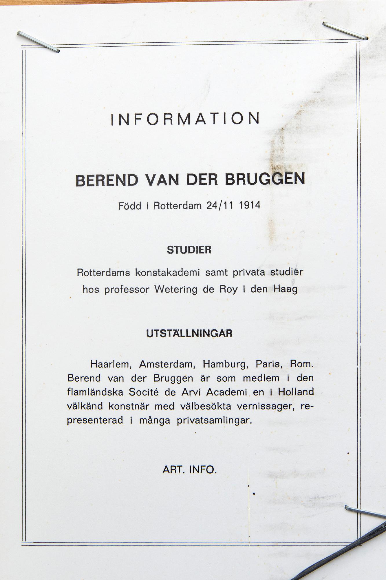 Barend van der Bruggen, olja på duk, signerad.