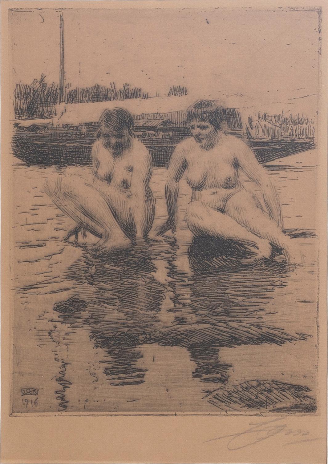 Anders Zorn, etsning, 1916, signerad.