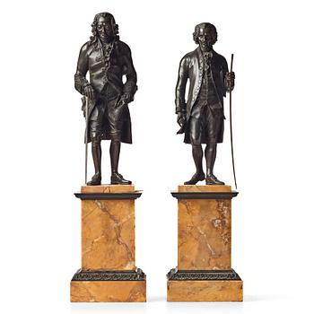 A pair of French bronze figures, circa 1825.