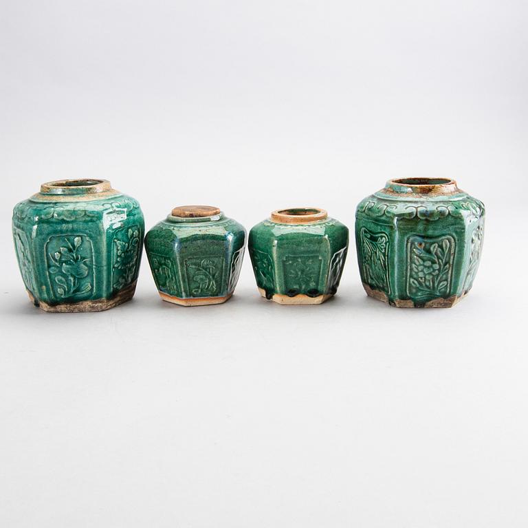 A set of four Chinese 19th century eartheware urns.