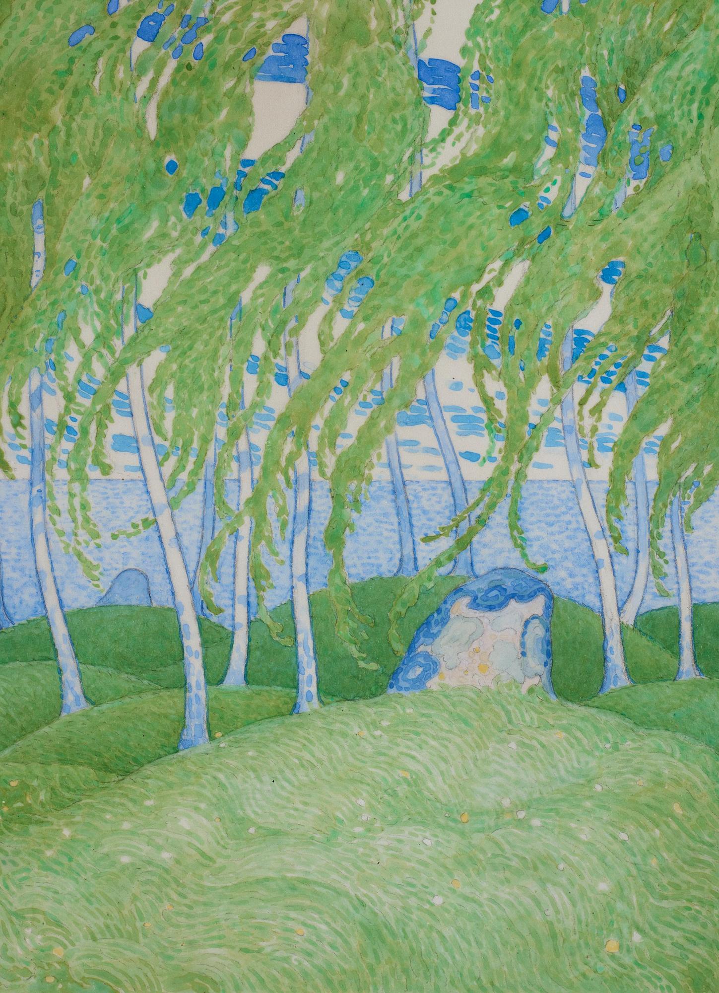 Gunnar Hallström, Sunlit birch grove.