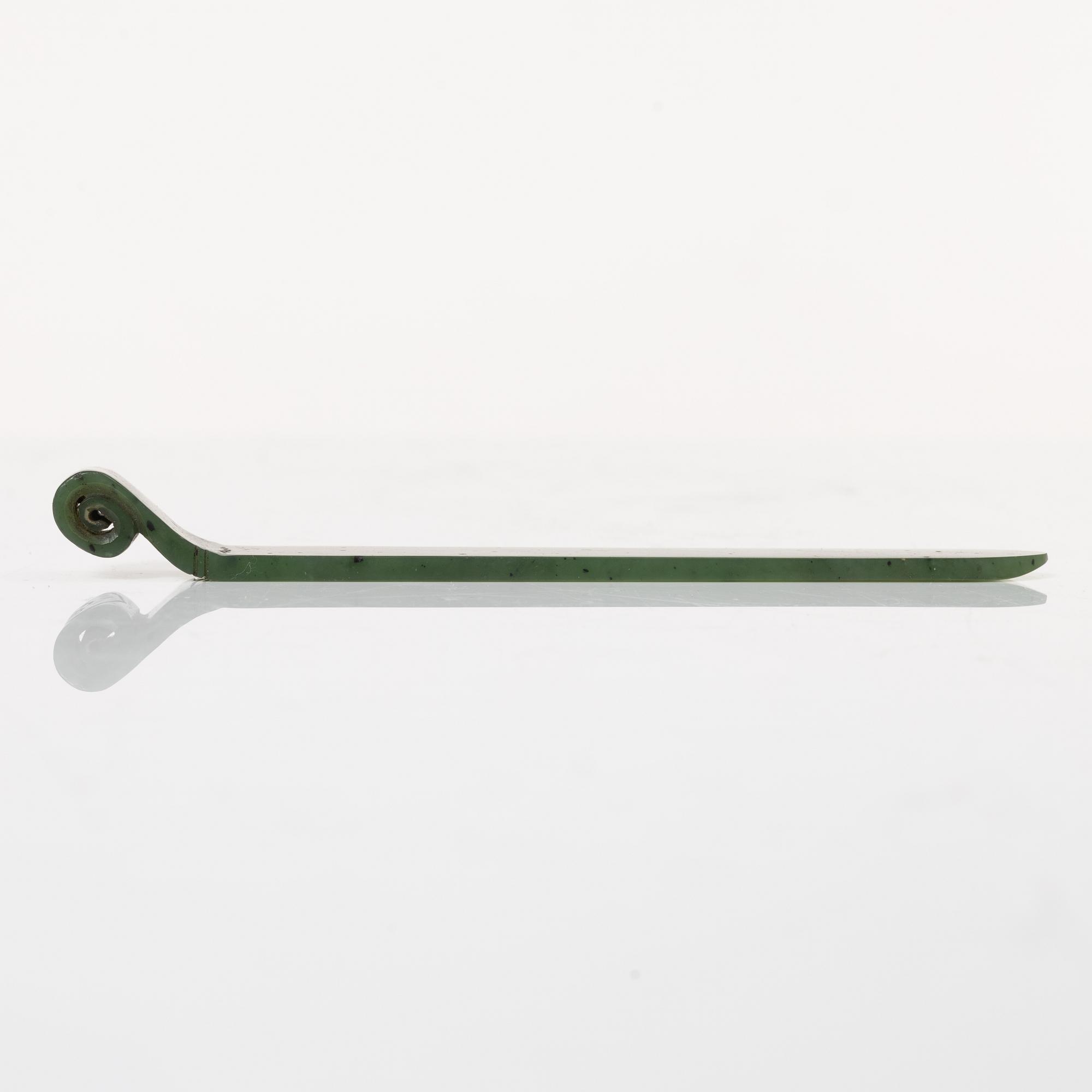 Hårnål, nefrit, sen Qingdynasti.