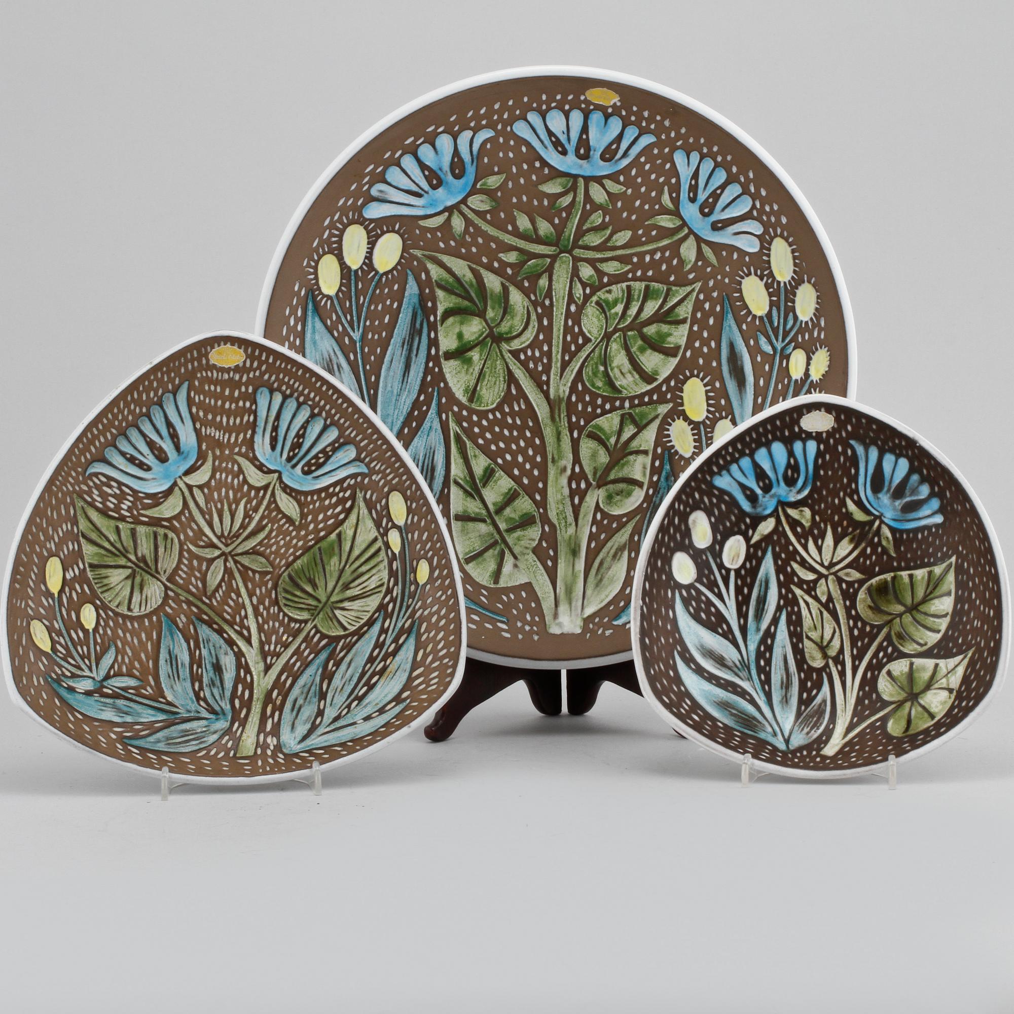 MARI SIMMULSON, 3 stycken,  stengods, Upsala Ekeby, 1900-talets andra hälft.