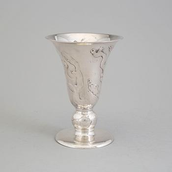 A Swedish Art Nouveau silver footed vase, maker's mark Claes Adolf Sandberg, Helsingborg, 1919.