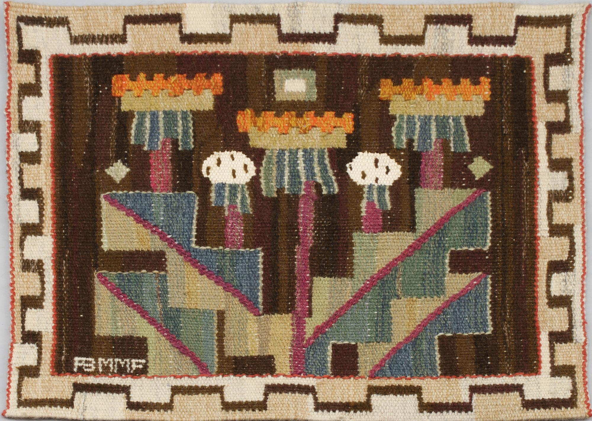 VÄVNAD. "Maskros", signerade AB MMF (AB Märta Måås-Fjetterström), 1900-talets andra hälft.
