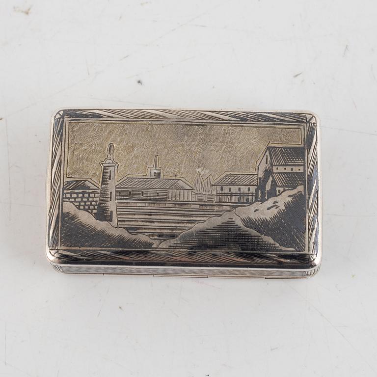 A Russian Silver and Niello Box, Moscow 1854.