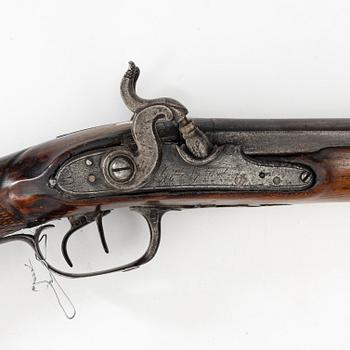 A double barelled percussion shotgun by Gudmund Nystrand, Eskilstuna (1786-1863).