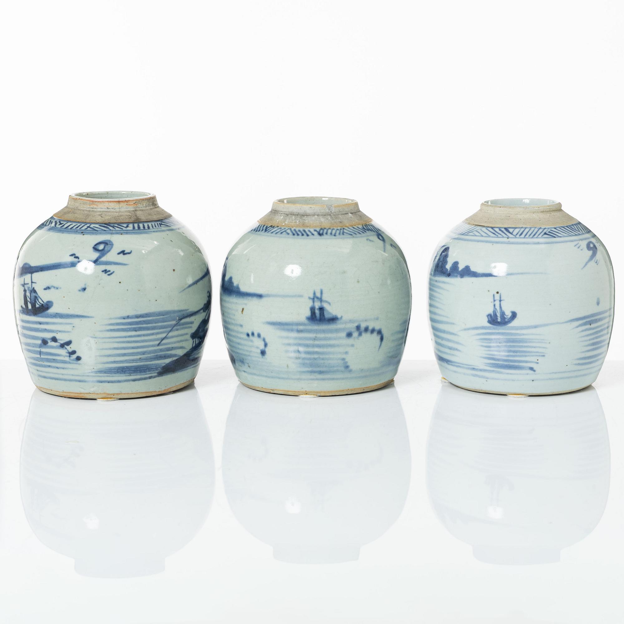 Three ginger jars, China, 19th Century.