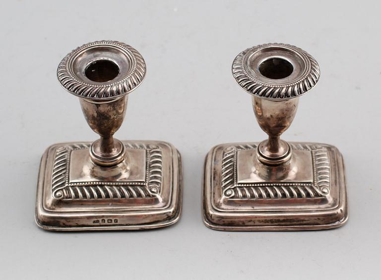 LJUSSTAKAR, 1 par, silver, IS Greenberg, Birmingham 1905.