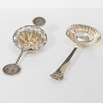 Table accessories, 7 pieces, silver, including Denmark 1880s.