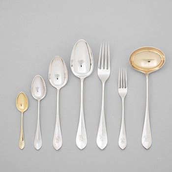 Gustaf Möllenborg, bestickuppsättning 49 delar, silver, Stockholm 1906.