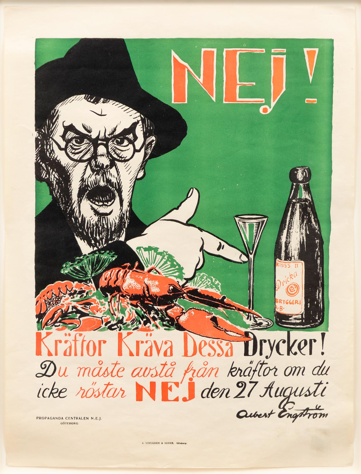 Albert Engström, "Nej! Kräftor kräva dessa drycker".
