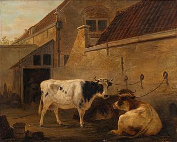 Jacob van Strij (Stry), Cows by a Barn Wall.